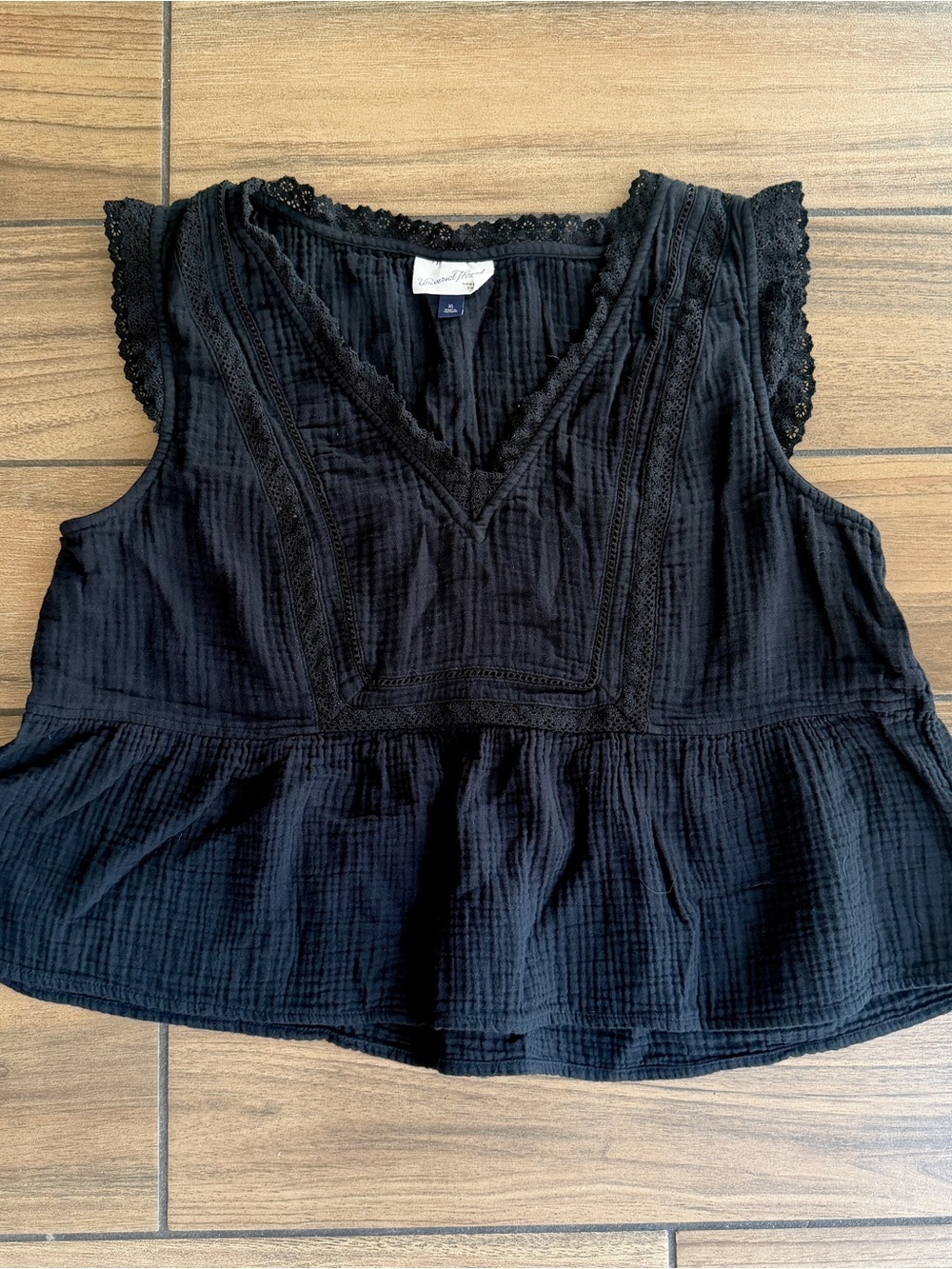 Universal Thread Black Lace-Trim V-Neck Peplum Camisole